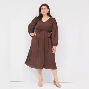 Lane Bryant Rich Brown Long Sleeve Dress